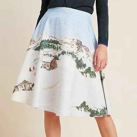 NWT Corey Lynn Calter Wonderland Midi Skirt Size XS Blue Anthropologie Preppy - Picture 3 of 16